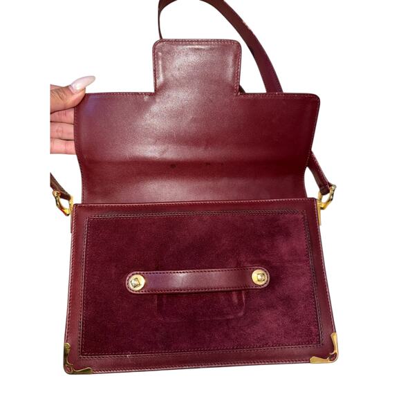 Vintage Cartier Les Must Burgundy Suede Leather Shoulder Bag w Auth Card Booklet - Picture 5 of 14